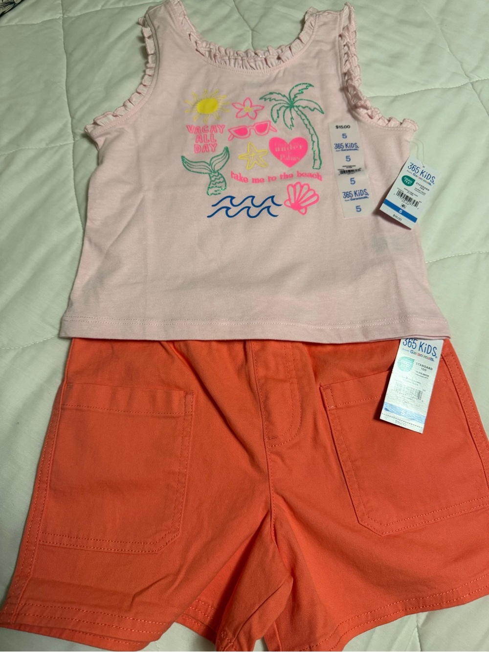 Garanimals Pink Graphic Tank and Orange Shorts Set